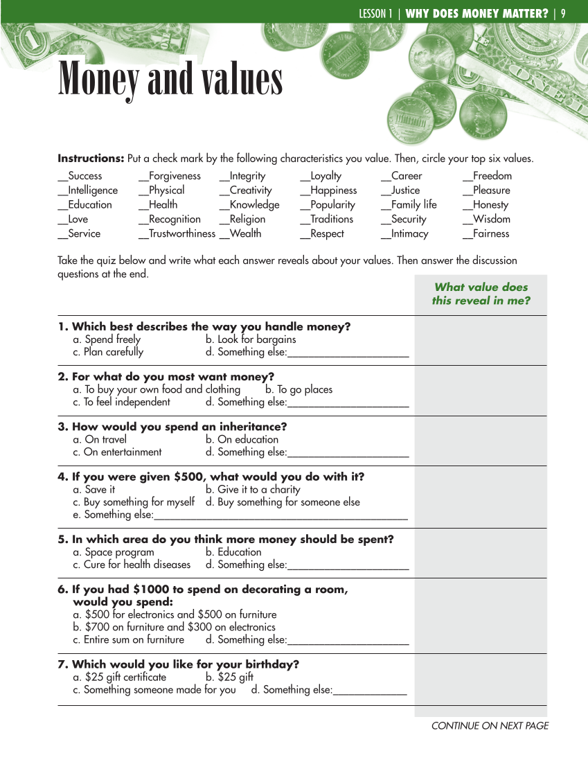 Money Habitudes® for Teens page 90