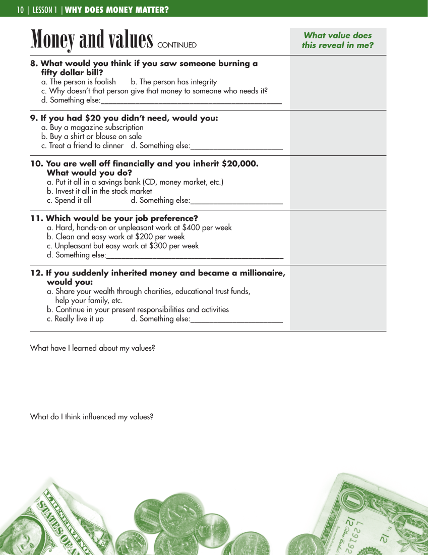 Money Habitudes® for Teens page 91